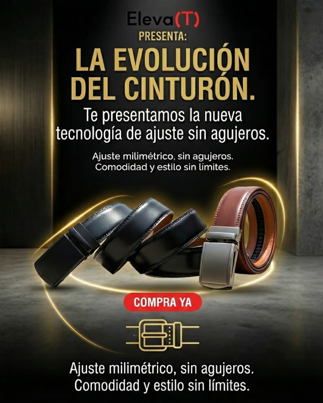Cinturón ElevaT Signature: Edición Cuero Automático (Sin Agujeros)